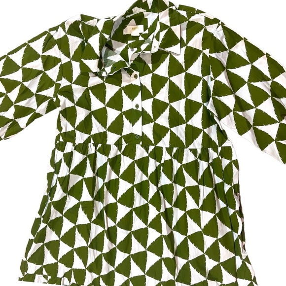 Anthropologie Maeve Betina Tiered Shirtdress Sz 1X Moss 100% Cotton - Picture 4 of 6
